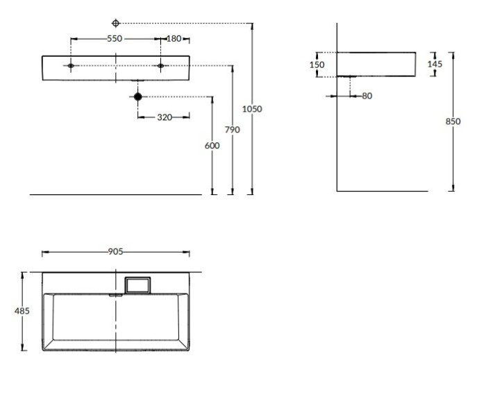 Раковина подвесная без отверстий 90x48см, Logica Kerama Marazzi, белый - LO.wb.90.0
