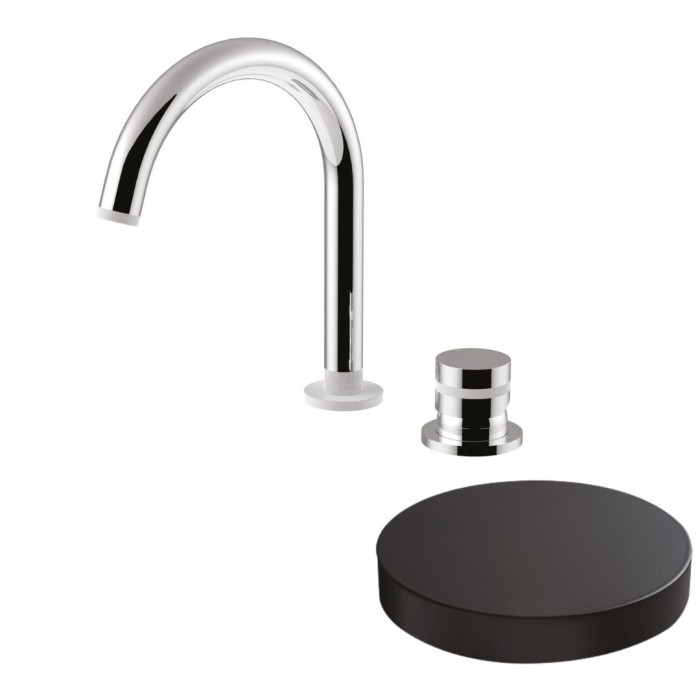 Смеситель для раковины на 2 отверстия, однорычажный, поворотный излив, без донного клапана, Giulini My ring, черный матовый арт. MR0040/SCNO