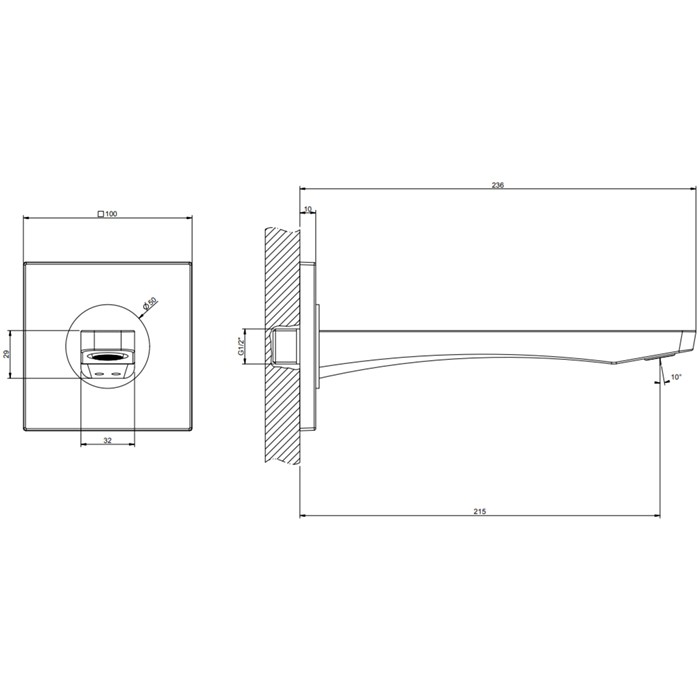 Настенный излив на 1/2”, комбинируемый с удаленным управлением., Gessi Rilievo, хром арт. 59100#031