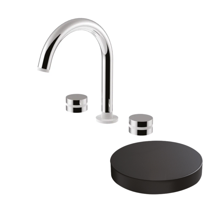 Смеситель для раковины на 3 отверстия, поворотный излив, без донного клапана, Giulini My ring, черный матовый арт. MR0112/SCNO