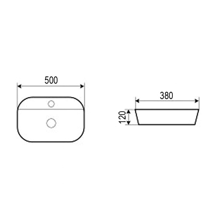 Раковина накладная 500х380х120 белая, Azario - AZ-2202 SP