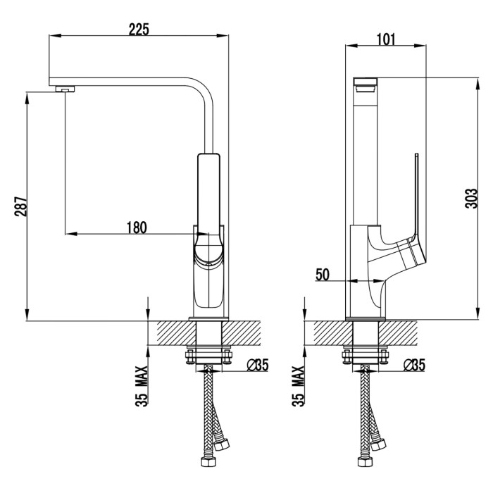 Смеситель для кухонной мойки, керамический картридж, черный, Azario VISE арт. AZ-VQQ568330PA