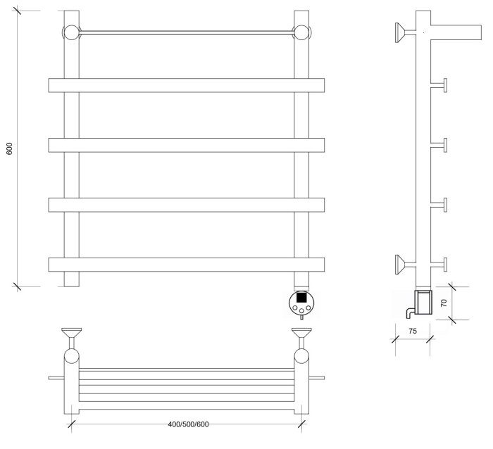 Полотенцесушитель электрический 60x50 Понтида 1 СП Secado арт. 4673739239599