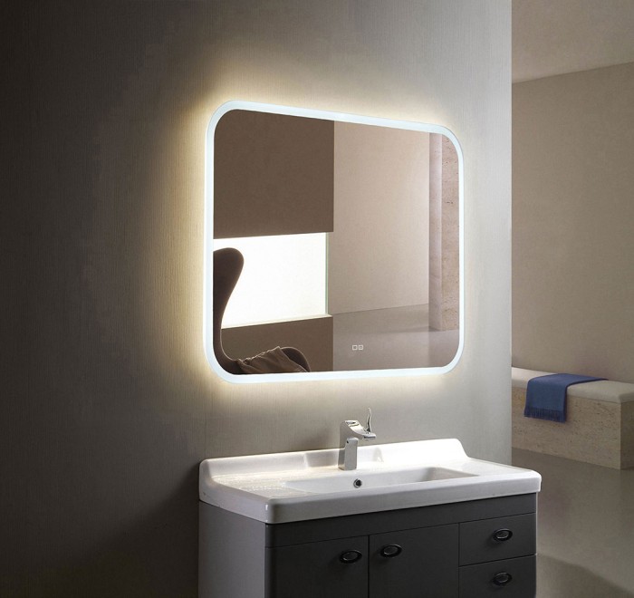 Зеркало New 800х600 bluetooth+подогрев+часы внешней настройки+сенсор выкл, Azario Стив new - LED-00002377