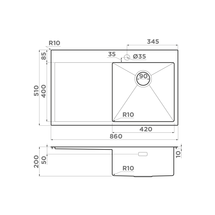 Кухонная мойка Omoikiri Akisame 86-R-IN нерж. сталь, цвет нержавеющая сталь арт. 4993763