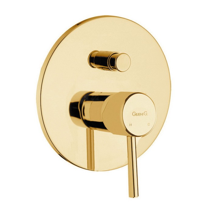 Однорычажный встроенный смеситель для душа с дивертером, Giulini Futuro, золото 24 карата арт. 6513O