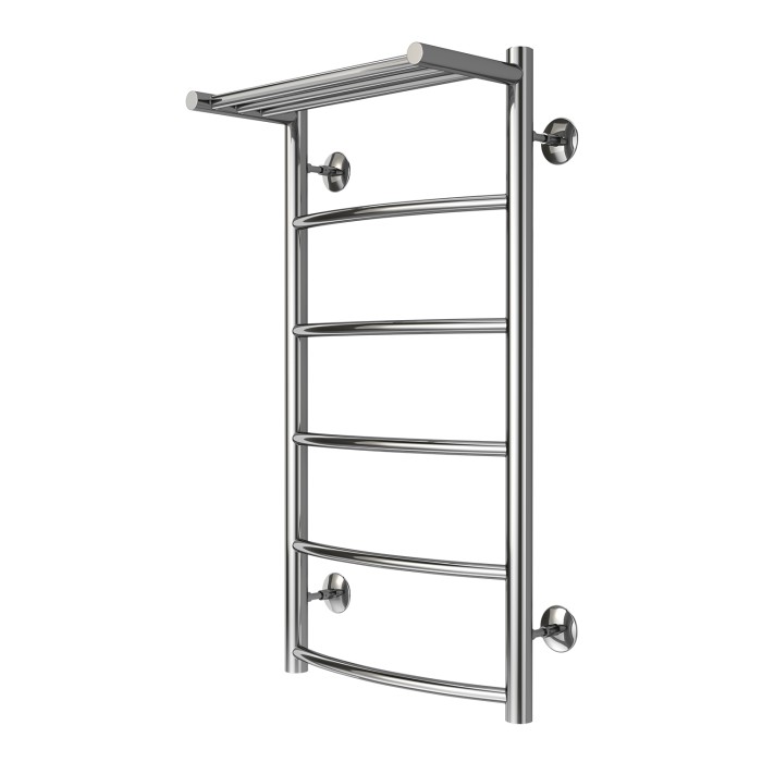 Полотенцесушитель водяной 400/800 с полкой, 5 секций, нижнее/диагональное подключение, 1/2", хром, Verona Azario - AZ04148P