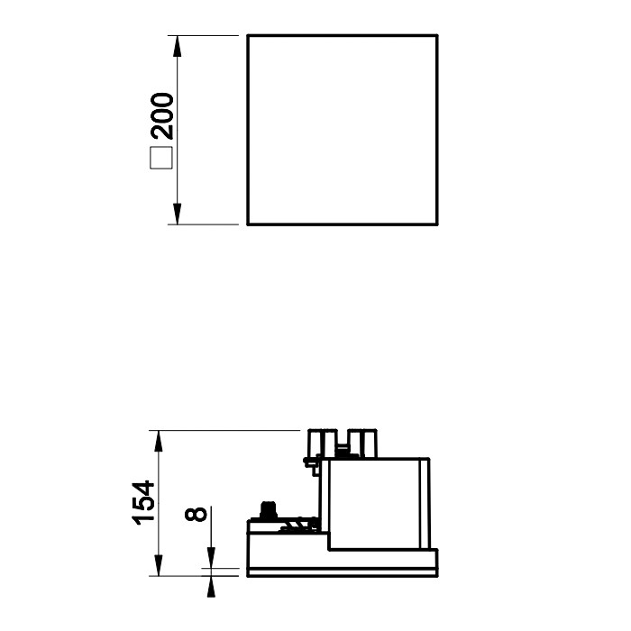 Верхний душ 200х200 мм, декоративная панель, установка Easy-Fix, Gessi Binario, mirror steel арт. 61109#238