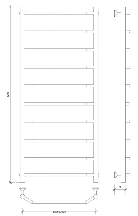 Полотенцесушитель водяной 120x60 Агата 1 (хром) Secado арт. 4603759405124