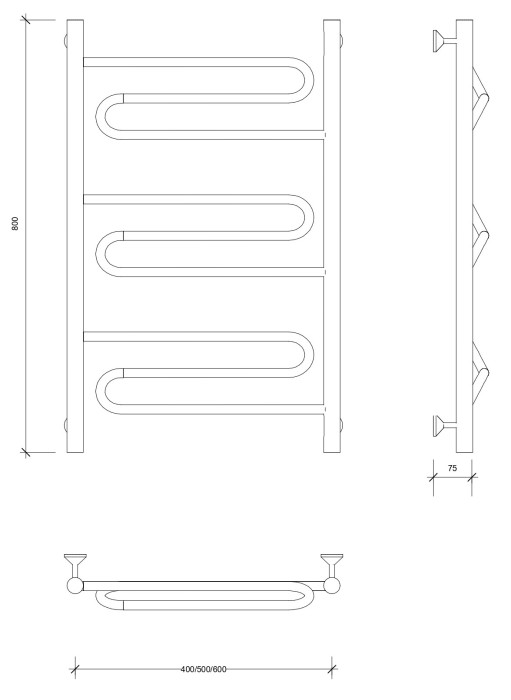 Полотенцесушитель водяной 80x50 Валенсия 1 (хром) Secado арт. 4603759402482