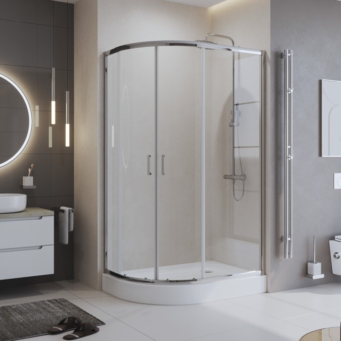 Душевой уголок 100x195 BelBagno, глянцевый хром, Uno-195 арт. UNO-195-RH-2-100/80-C-Cr