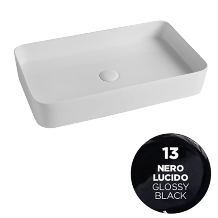 Накладная раковина 65x40xh11 см, Olympia ceramica Smash, черный глянцевый арт. SMA42RE65013