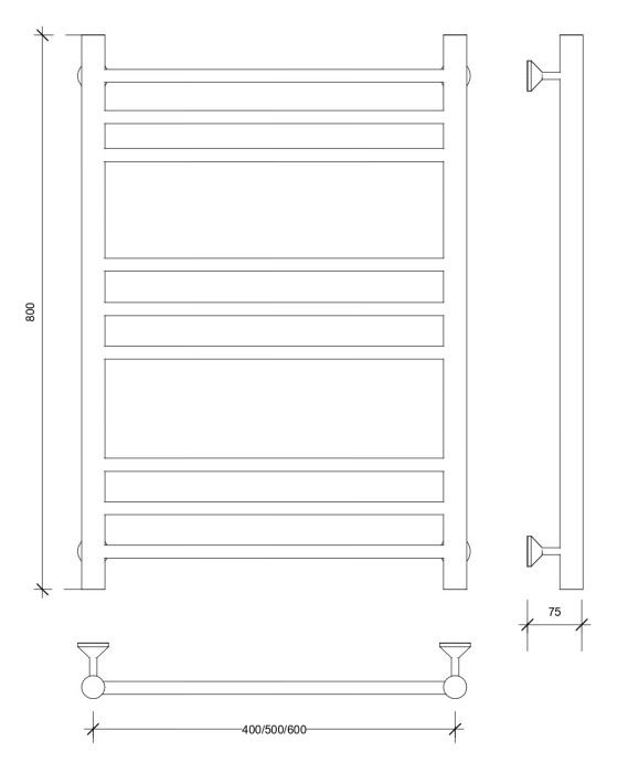 Полотенцесушитель водяной 80x50 Триада 3 (хром) Secado арт. 4603759403885