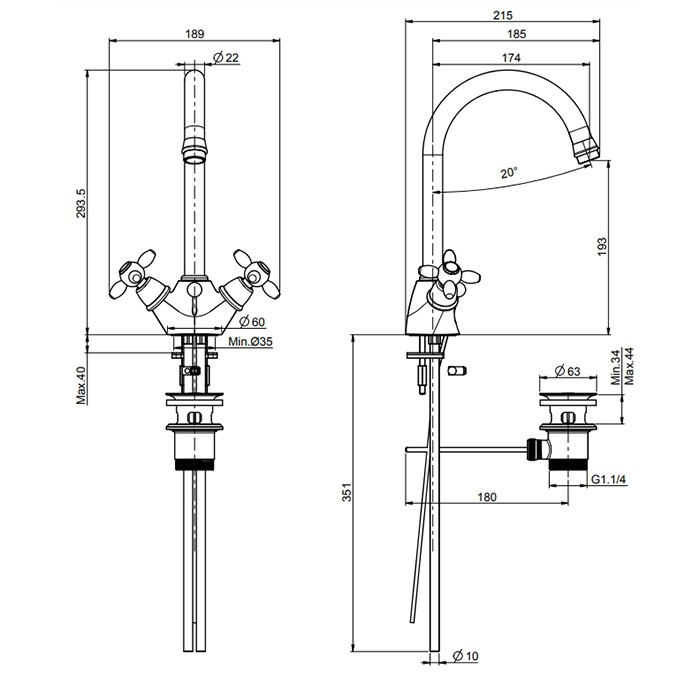 Fima Carlo Frattini Cмеситель для раковины, на 1 отв., с донным клапаном, Olivia, F5021OR цвет: золото