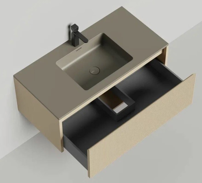 Подвесная тумба domino 1000, эмаль, onda plus, фрезерованный, Salini арт. 27D110ONF