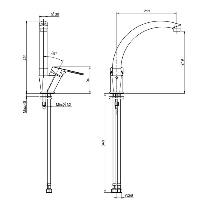 Fima Carlo Frattini Смеситель для кухни, Kitchen, F3797/2CR цвет: хром