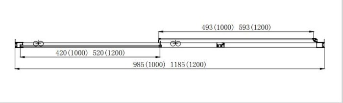 Душевая дверь двухэлементная стекло прозрачное, раздвижная1200x2000 профиль черный, Aquatek арт. AQ ARI RA 12020BL