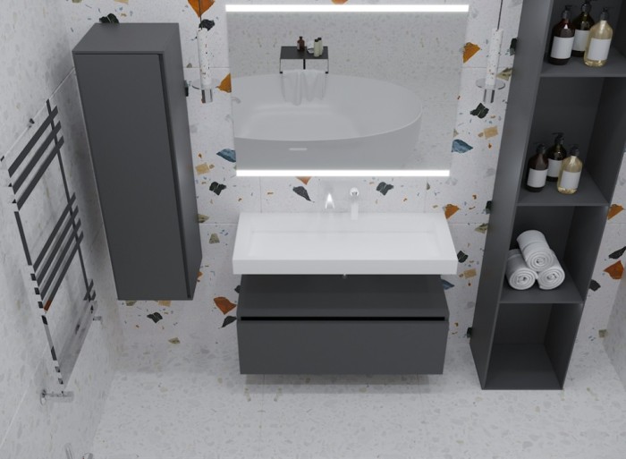 Ящик под столешницу 100см grey glossy vallessi uno-s, Boheme Flat - 897-100-A glossy