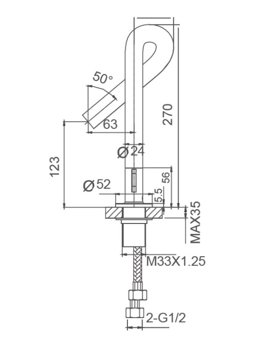 Смеситель для раковины, Wonzon & Woghand Loop, WW-111-00-508 цвет: черный