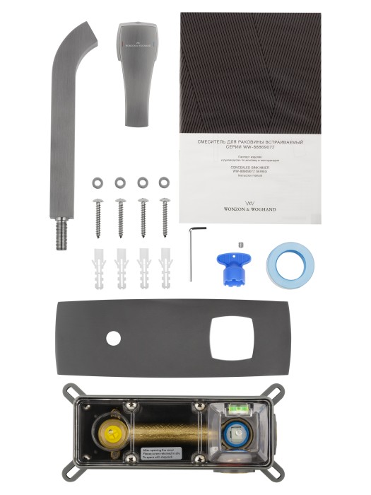 Смеситель для раковины встраиваемый, Wonzon & Woghand Flex, WW-88869072-BGM цвет: графит