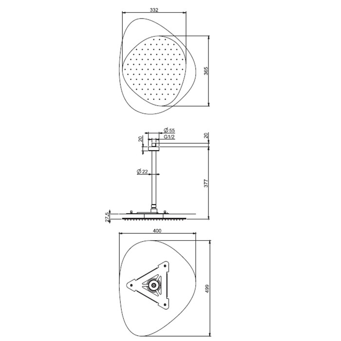 Fima Carlo Frattini Верхний душ Cloud, в комплекте с потолочным держателем 300 мм., верхняя пластина хром, Wellness, F2652CCR цвет: хром