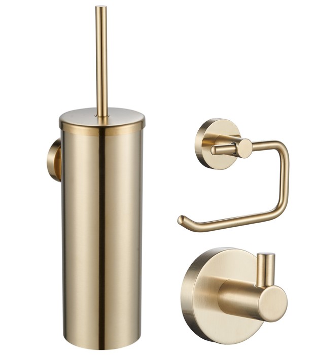 Набор аксессуаров из 3 предметов (крючок, держатель для бумаги, ершик), Wonzon &amp; Woghand, WW-8100-G цвет: золото
