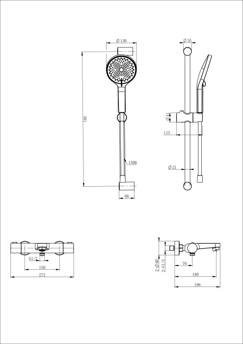 Смеситель для ванны с душевым гарнитуром и термостатом, Wonzon & Woghand, WW-C2018-A-MW цвет: белый