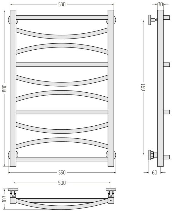 Сунержа Водяной полотенцесушитель 800x500, Ажур, 051-0255-8050 цвет: состаренная латунь