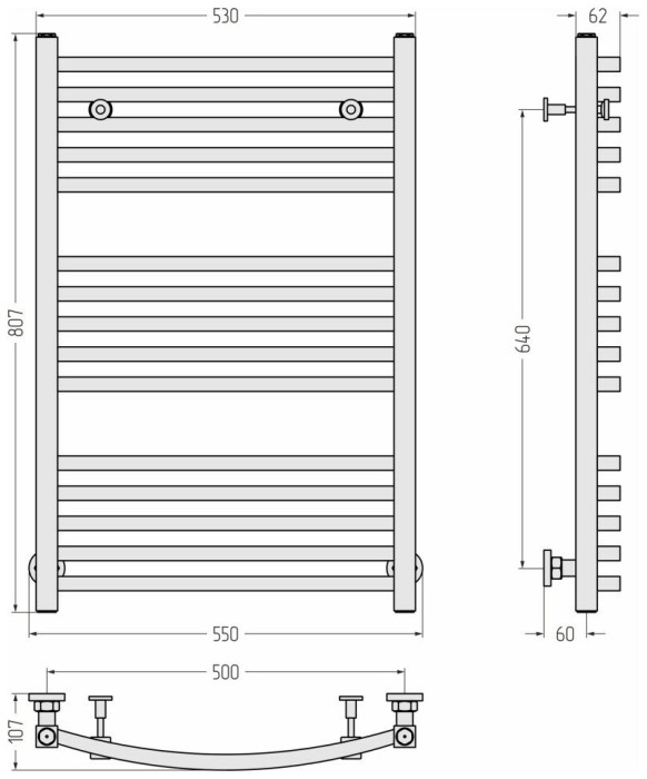 Сунержа Водяной полотенцесушитель 800x500, Аркус, 032-0251-8050 цвет: матовое золото