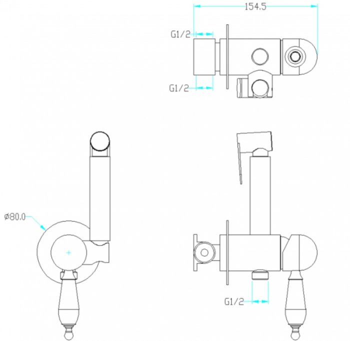 Гигиеническая лейка со смесителем, хром, Brillante Boheme 436