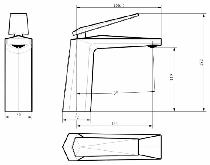 Смеситель для раковины, черный, Venturo Boheme 371-B