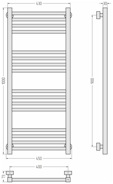 Сунержа Водяной полотенцесушитель 1000x400, Модус PRO, 032-0450-1040 цвет: матовое золото