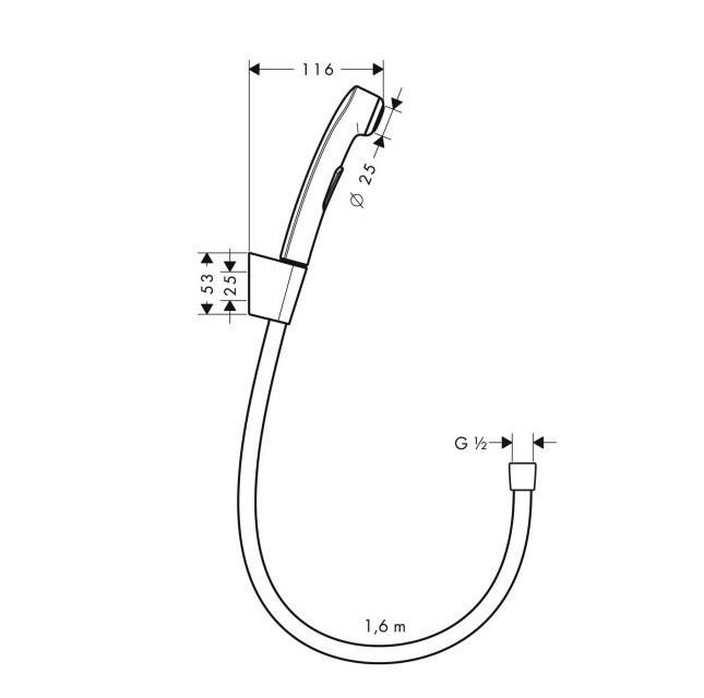 Гигиенический душ с держателем и шлангом 160см Hansgrohe, золото арт. 32128990