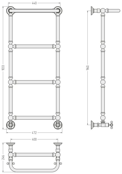 Сунержа Водяной полотенцесушитель 960x400, Ренессанс, 15-0281-9640 цвет: тёмный титан муар