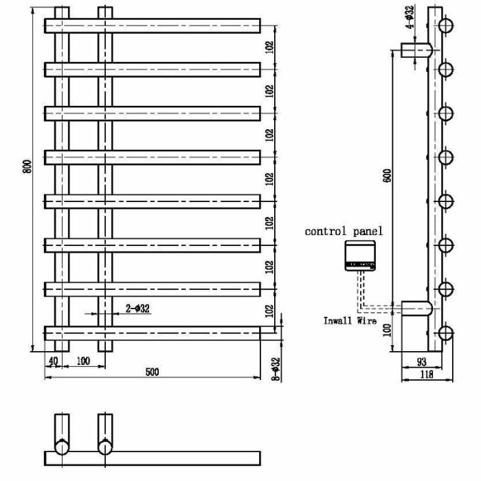 Электрический полотенцесушитель, серый, Uno Boheme 722-SGM