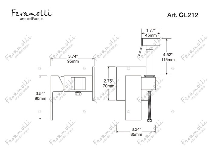 Гигиенический душ, хром, Cubo Feramolli - CL212