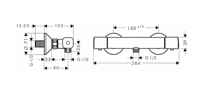 Смеситель для душа с термостатом, Hansgrohe Ecostat Universal, хром арт. 13122000