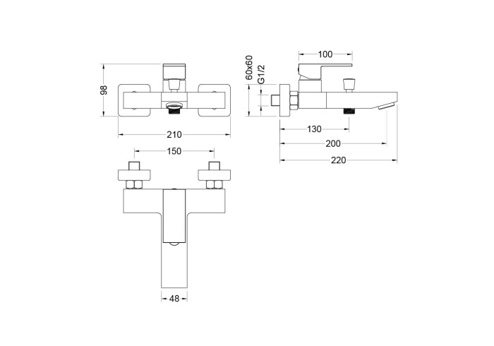 Смеситель для ванны, Aquatek Либра, черный арт. AQ1640MB