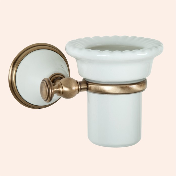 Подвесной cтакан, керамический (белый), Harmony белый/бронза, Tiffany World - TWHA109bi/br