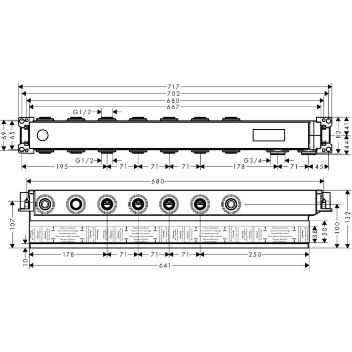 Скрытая часть термостатического модуля ShowerSolutions Axor, хром арт. 18313180