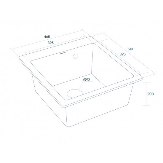 Мойка для кухни гранит 460х510 Paulmark KANTE 45, серый металлик - PM104651-GRM