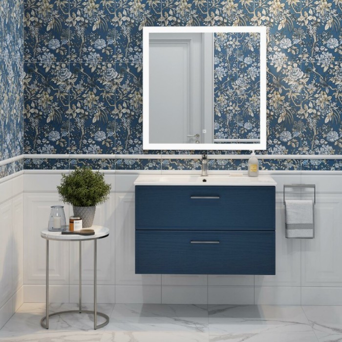 Тумба подвесная 85 см, 2 ящика, Piano classic Kerama Marazzi, синий - PIA.CL.85\BLU.M