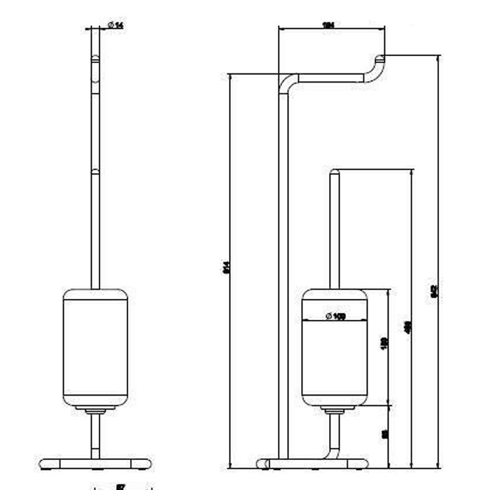 Стойка 61.4см., с держателем для туалетной бумаги и ершиком, напольная, Gessi Goccia, хром/черный арт. 38068#031