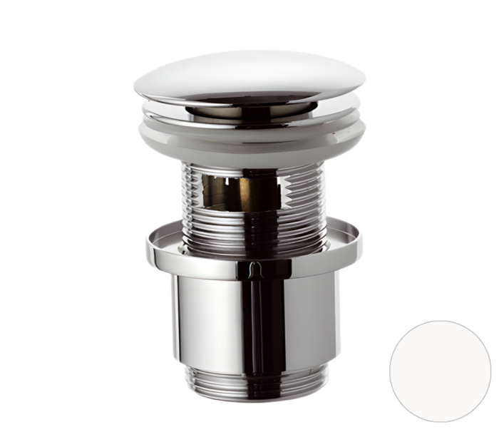 Донный клапан с переливом 1”1/4 белый матовый, Remer, 905CC2114BO