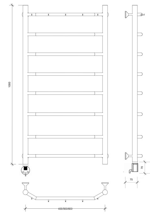 Полотенцесушитель электрический 100x40 Агата 1 К Secado арт. 4673739230930