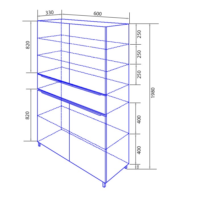 Пенал 60 600x330x1980 напольный, Azario Lotos - CS00083928