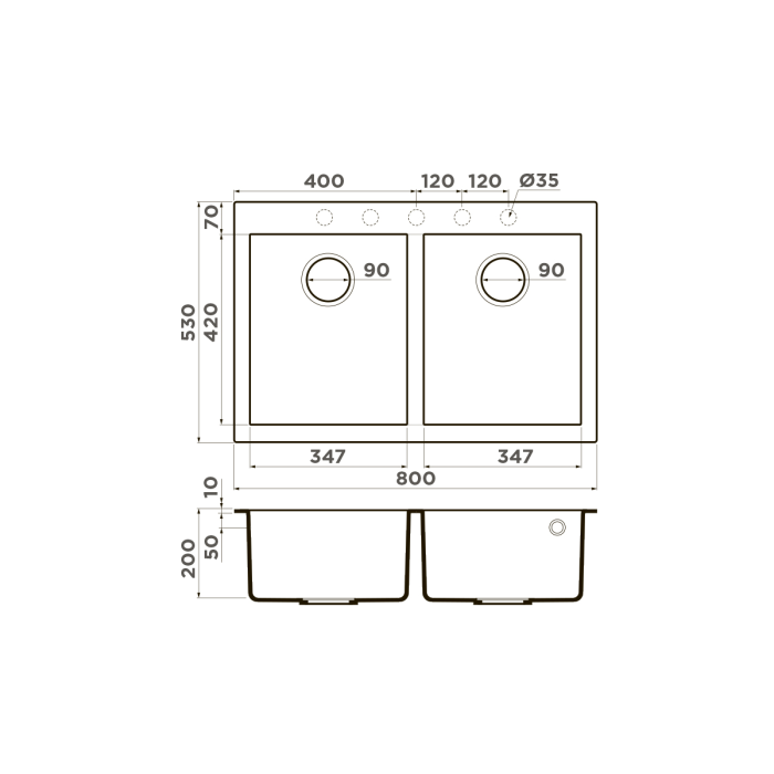 Кухонная мойка Omoikiri Bosen 80-2-CH Tetogranit, цвет шампань арт. 4993841