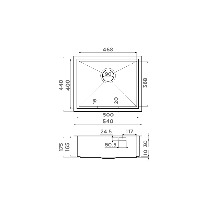 Кухонная мойка Omoikiri Kasen 54-16-INT-IN нерж. сталь, цвет нержавеющая сталь арт. 4997059