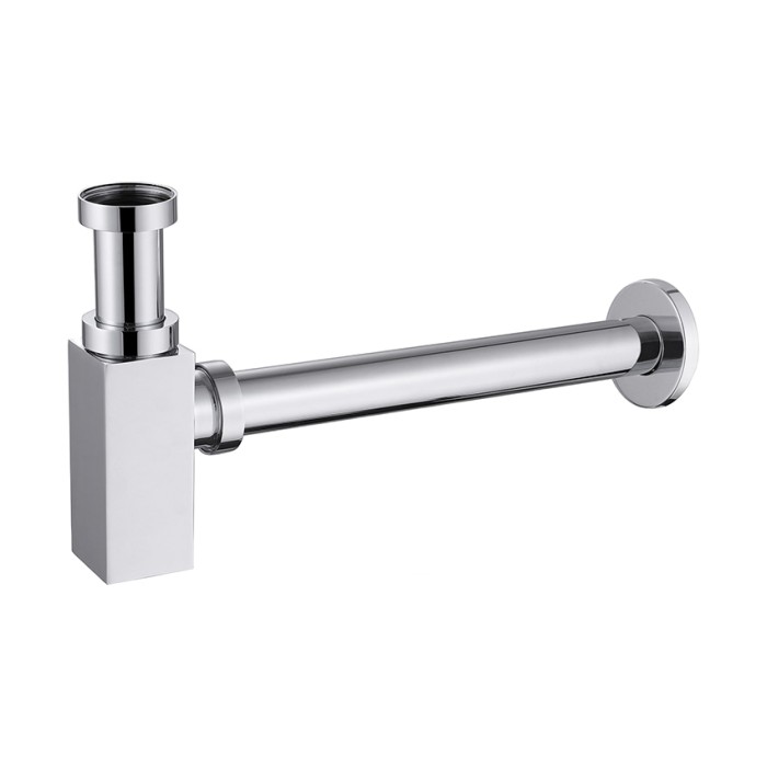 Сифон для раковины G 1 1/4, без выпуска, квадрат, латунь, хром Azario, Basic - AZ-109-CHR