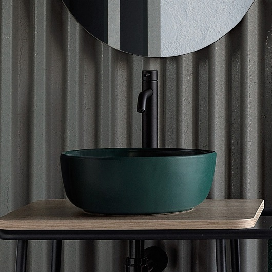 Раковина накладная, без перелива, без отверстий, цвет зеленый матовый, Scarabeo Glam - 1808 55